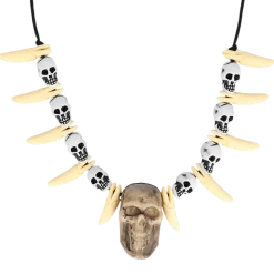 Collier Dent Tête de Mort – Accessoire Déguisement Pirate et Gothique Adulte