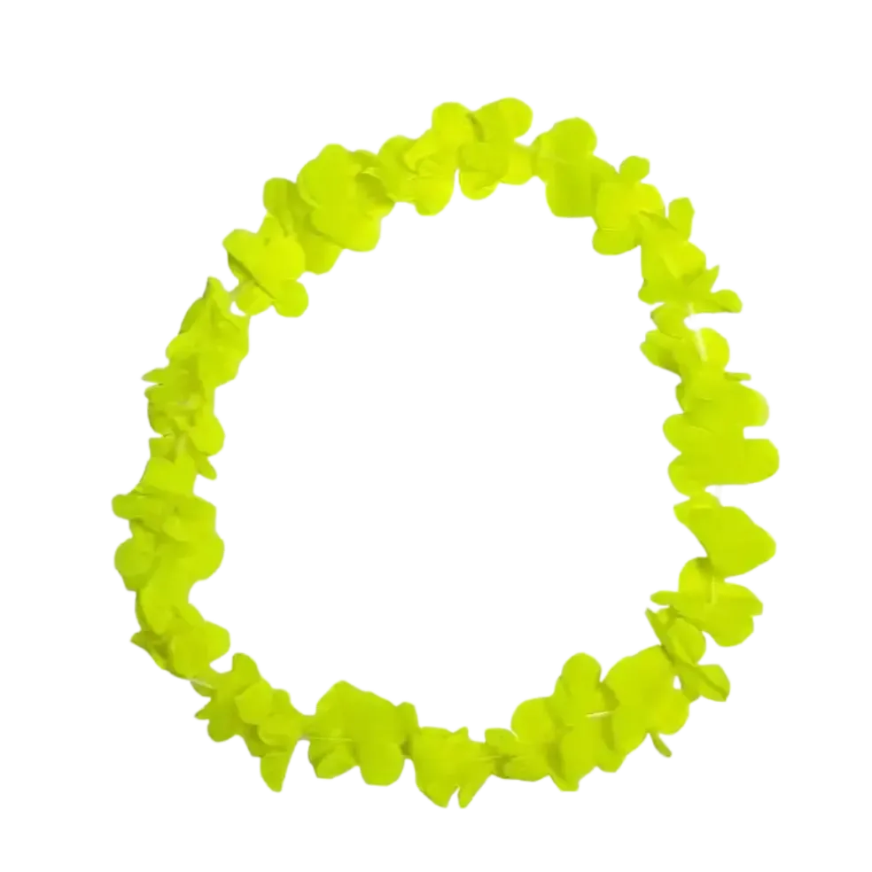 Collier Hawaïen à Fleurs Fluo Neon Jaune