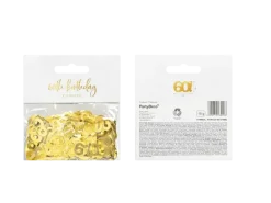 Confettis de Table Chiffre 60 Or 15 g – Décoration Anniversaire 60 Ans