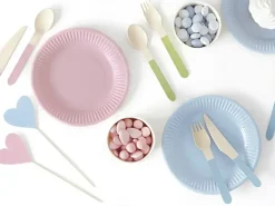 Couverts en bois Pastelove 16 cm – assortiment de 18 couverts pour anniversaire et réception