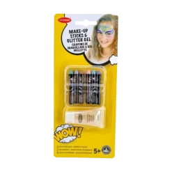 6 Crayons de maquillage effet perlé + Tube Gel pailleté