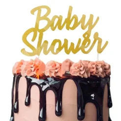 Décoration pour Gâteau "Baby Shower" Doré