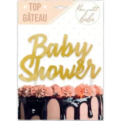 Décoration pour Gâteau "Baby Shower" Doré