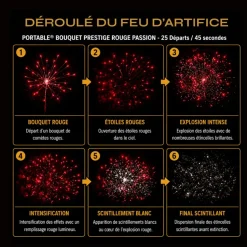 Feu d'Artifice PORTABLE® BOUQUET ROUGE PASSION PRESTIGE - 25 Tirs - 45 secondes