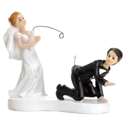Figurine mariage couple avec canne à pêche