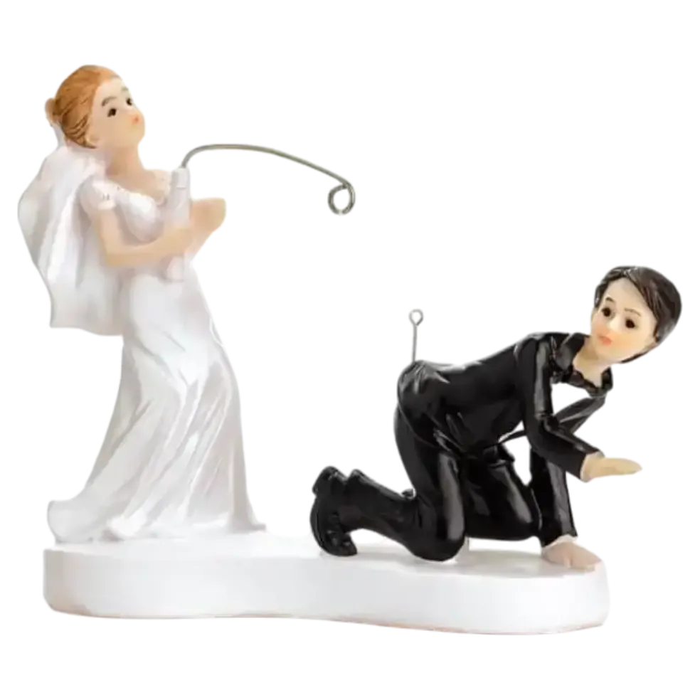 Figurine mariage couple avec canne à pêche