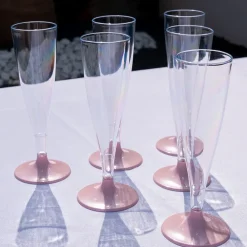 Flûte Champagne 14cl - Pied Rose Pastel - Lot de 6