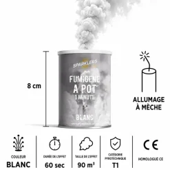Fumigène en pot 1 minute blanc (à poser au sol)