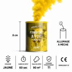 Fumigène en pot 1 minute jaune (à poser au sol)