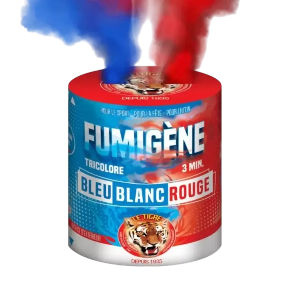 Fumigène en pot 3 minutes Tricolore Bleu Blanc Rouge