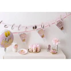 Gobelet en carton "Hello Girl" rose (lot de 10)