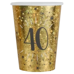 Gobelet en papier 40 ans Or (lot de 10)