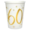 Gobelet en papier Blanc/Or 60 ans (Lot de 10)