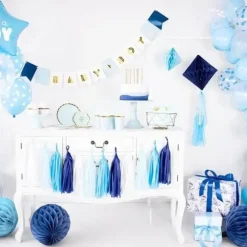 Gobelet en papier bleu clair bord or (Lot de 6)