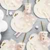 Gobelet en papier rose motif plumes dorées (Lot de 6)