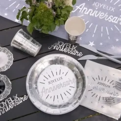 Gobelet Joyeux Anniversaire Argent (lot de 10)