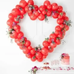 Guirlande de ballons + Support - Coeur Rouge - 160cm