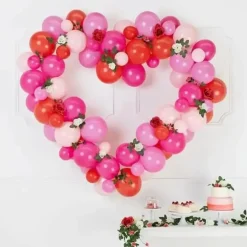 Guirlande de ballons + Support - Coeur Rose/Rouge - 160cm