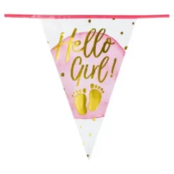 Guirlande de fanions aluminium 'Hello Girl!'