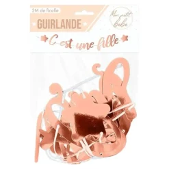 Guirlande en Papier "C'est une fille" Rose Gold
