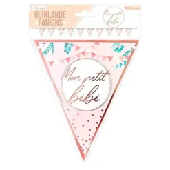 Guirlande Fanions Rose "Mon petit bébé"