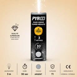 Jet de Scène Pyrotech Pro® – 3m / 30s – Argent – Qualité Supérieure
