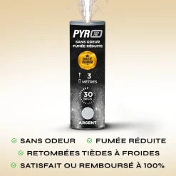 Jet de Scène Pyrotech Pro® – 3m / 30s – Argent – Qualité Supérieure