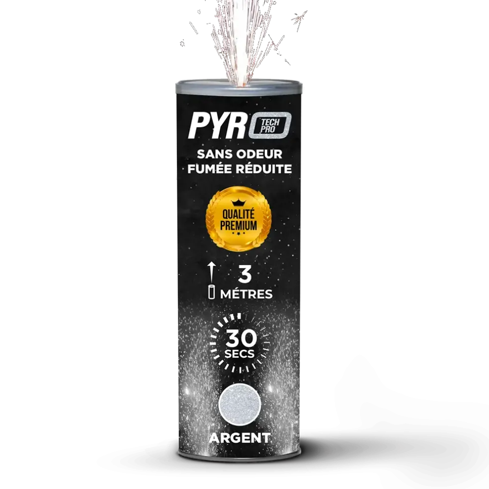 Jet de Scène Pyrotech Pro® – 3m / 30s – Argent – Qualité Supérieure