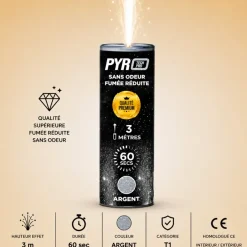 Jet de Scène Pyrotech Pro® – 3m / 60s – Argent – Qualité Supérieure