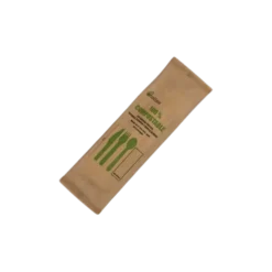 Kit 4 Couverts en Bois + Emballage Kraft (Lot de 100)