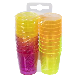 Kit 20 Verres à Shot Fluo UV 2 cl – Gobelets Plastique Néon Soirée