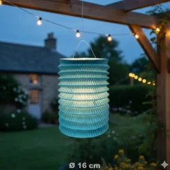 12 Lampions en Papier Bleu 16 cm – Décoration Suspendue de Fête