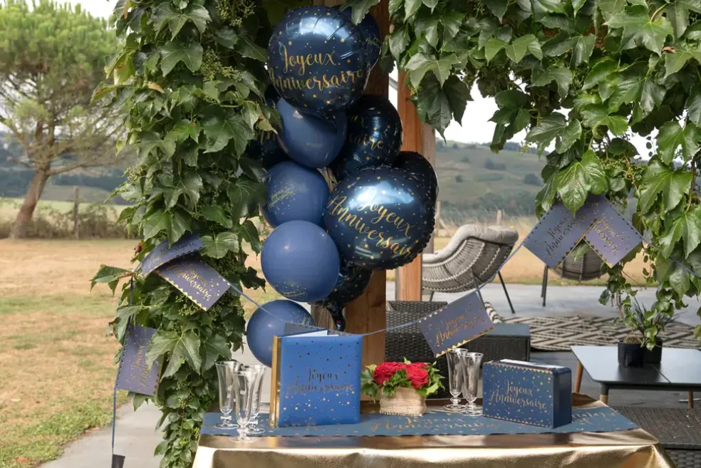 Livre d’Or Joyeux Anniversaire Métallisé Or/Bleu