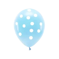 Lot 6 Ballons - Bleu à Pois blanc - 100% BIODÉGRADABLE