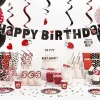 Lot de 50 ballons blancs avec motifs coeurs rouges