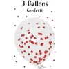 Lot de 3 Ballons Confettis Coeur rouge