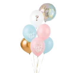 Lot de 6 Ballons"Fille ou Garçon" Bleu/Rose/Or - 30cm