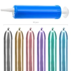 Lot de 30 Ballons métalliques à modeler + Pompe