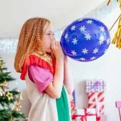 Lot de 6 ballons Noël imprimés - Flocon/Vert/Rouge/Or - 30cm