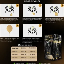 Lot de 3 Bouteilles Hélium Jetable 50 Ballons (0,40m3