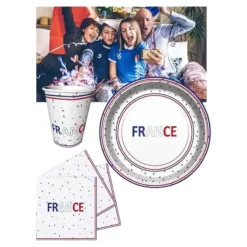 LOT DE 8 GOBELETS - ALLEZ LA FRANCE - BLEU BLANC ROUGE 22CL