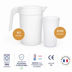 Lot de 10 Gobelets Ecocup + 1 Pichet 1L
