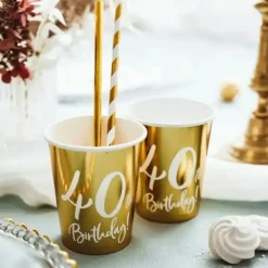 Lot de 6 gobelets or "40 ans"