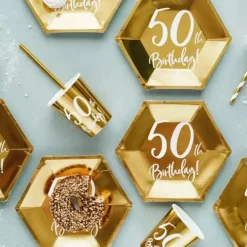 Lot de 6 gobelets or "50 ans"