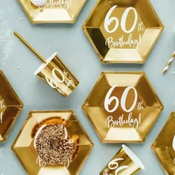 Lot de 6 gobelets or "60 ans"