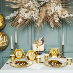 Lot de 6 gobelets or "60 ans"