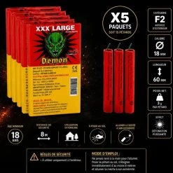 Lot de 5 paquets de Pétards DÉMON® XXLARGE (3 unités par paquet)