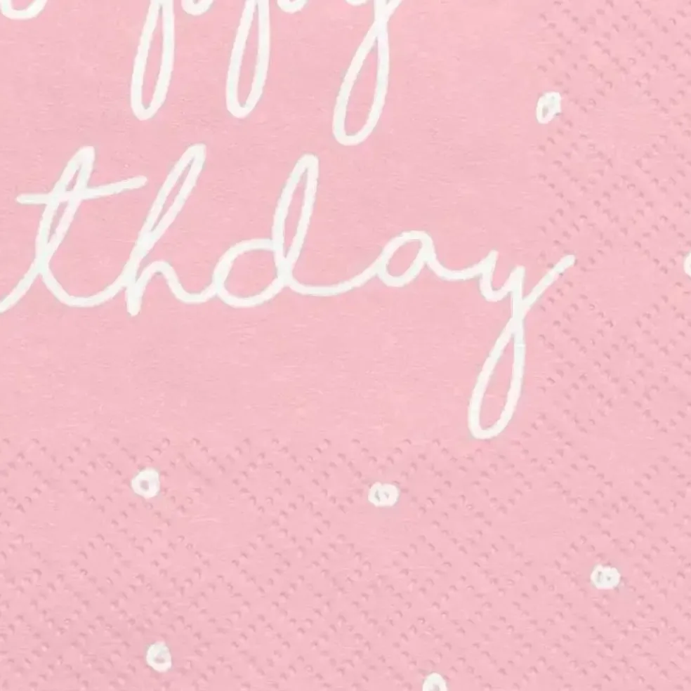 Lot de 20 serviettes en papier Happy Birthday roses