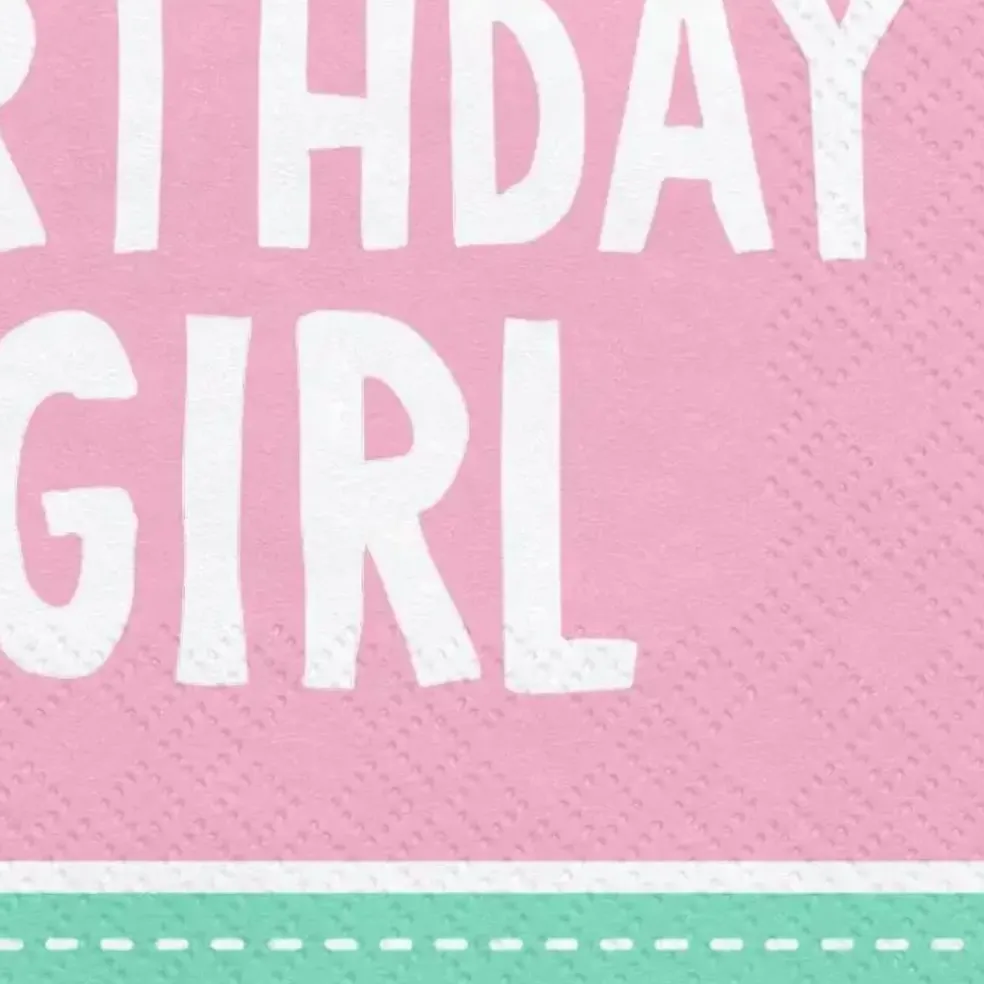Lot de 20 serviettes en papier rose 1st Birthday Girl