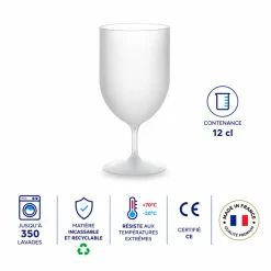 Lot de 50 Verres à Vin Ecocup Effet Givré 12cl (18cl ras bord) Réutilisable - Type Vin, Dégustation, Apéritif